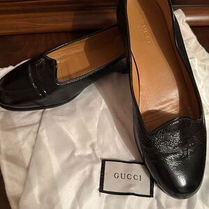 Gucci Black Leather Women's Penny Loafers